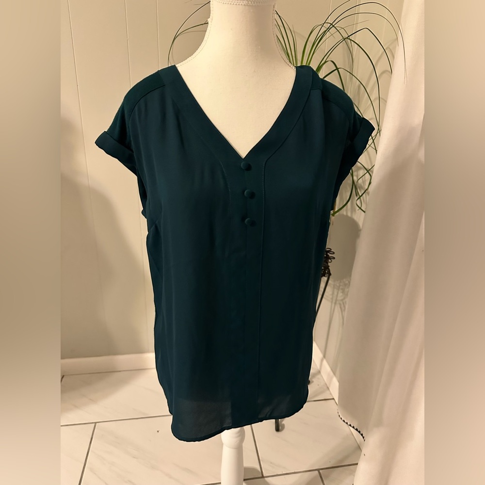 Elegant Fortune and Ivy Teal V-Neck Women's Top